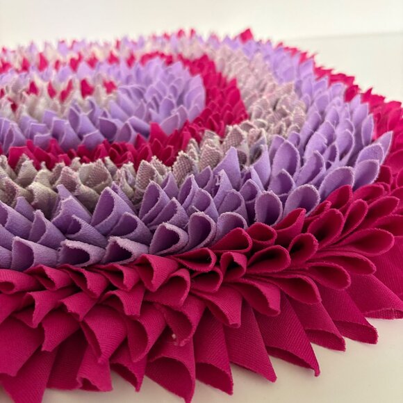 Handmade Pink Purple Rag Rug Rectangle Vibrant Shaggy Mat 26in x 16 in - Picture 4 of 7